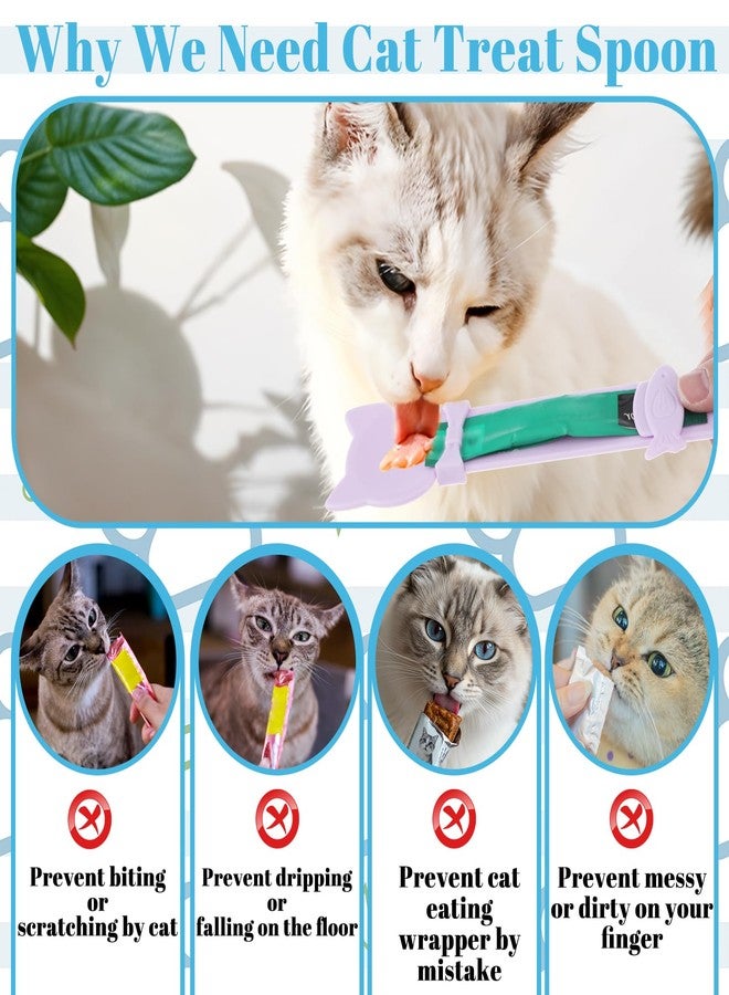 KFHENSOMR 3 Pcs Cat Treat Spoon Squeeze, Cute Sliding Pet Strip Feeder Spoon, Multi-Function Lickable Wet Food Dispenser for Liquid Snack Puree Pet Supplies (3 Colors) - Image 4